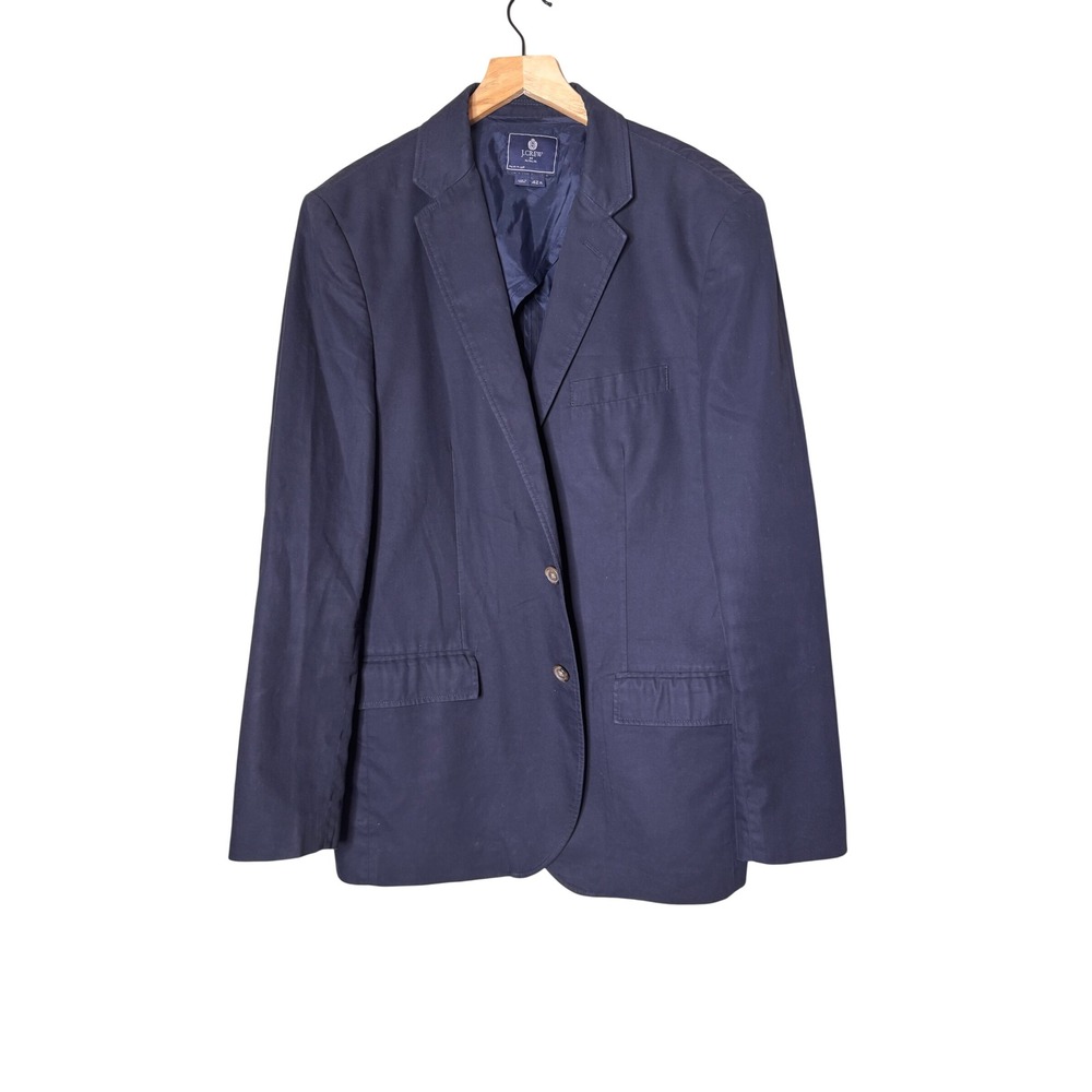 J.Crew Mens Navy Blue 100% Cotton Two-Button Blazer Sport Coat Size 42R RN77388